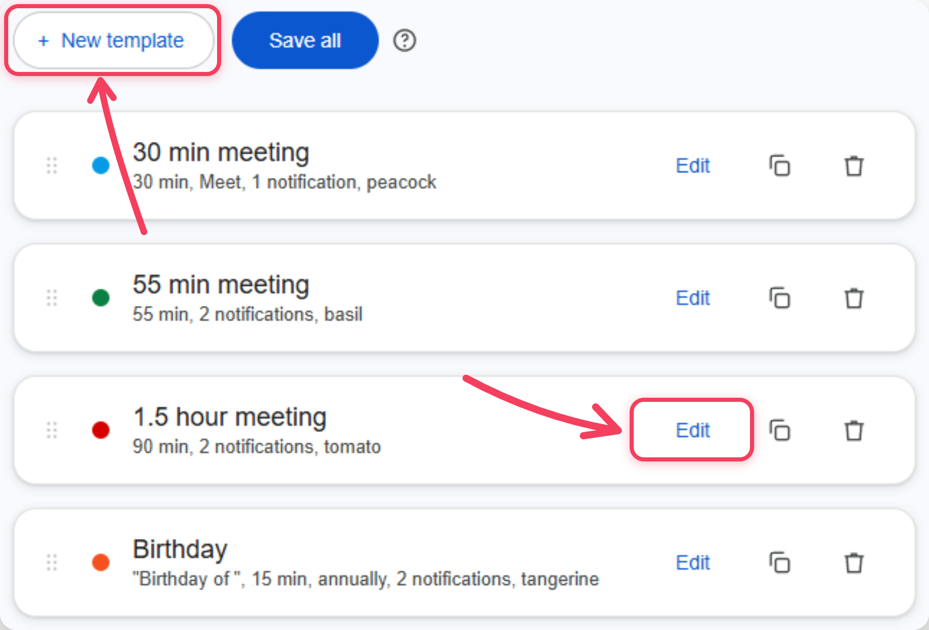 Creating and editing templates in the extension