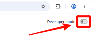 Developer mode toggle in the top-right corner of the Extensions page